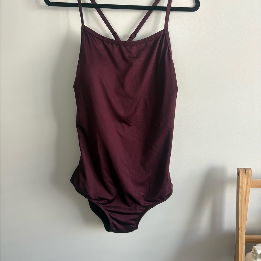 Burgundy Strappy One-Piece Swimsuit